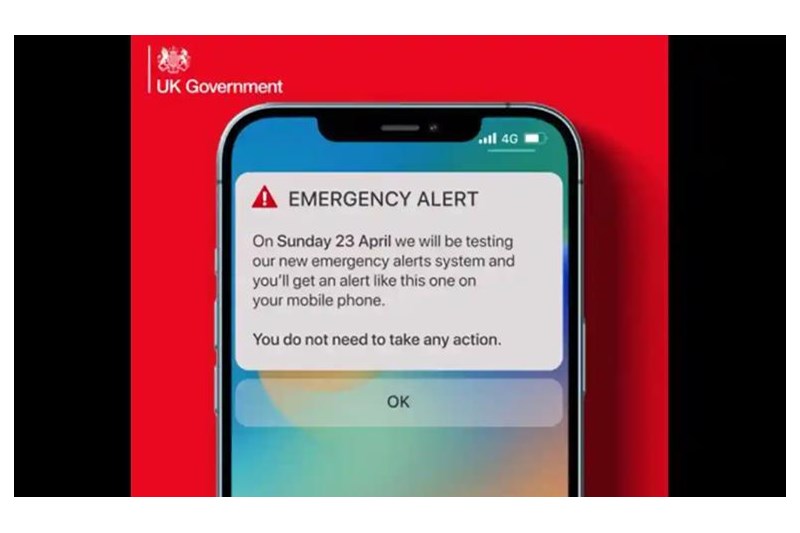 Mobile phone displaying government emergency alert